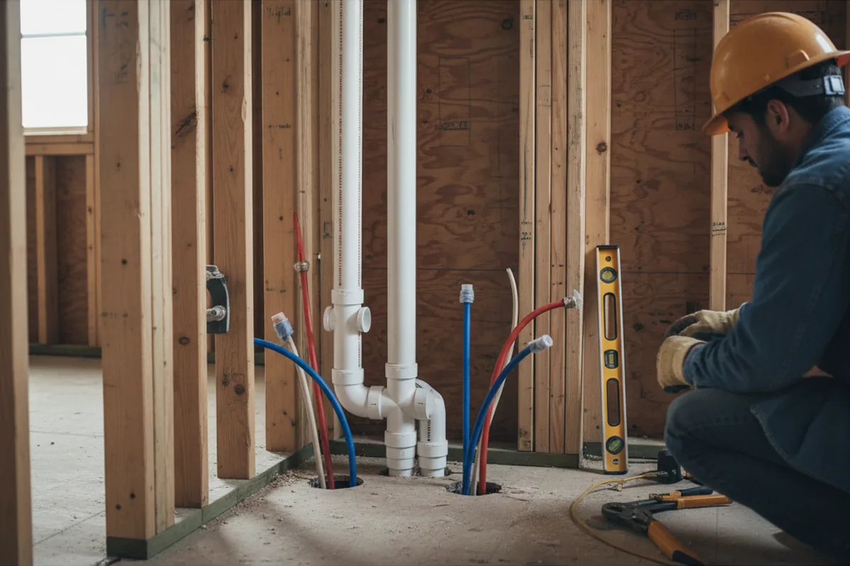 Drain and supply rough-in during Garbage Disposal Repair in Meacham