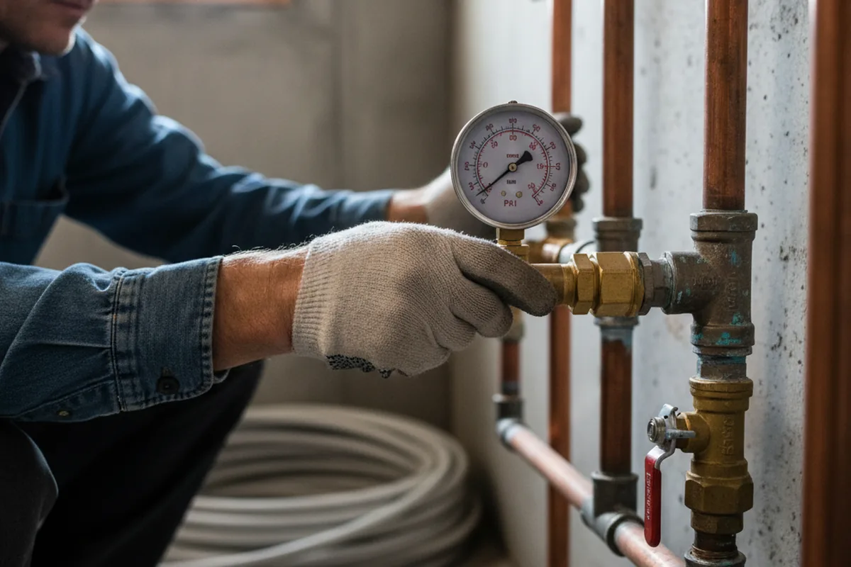 Pressure testing a repaired line during Water Line Repair in Meacham